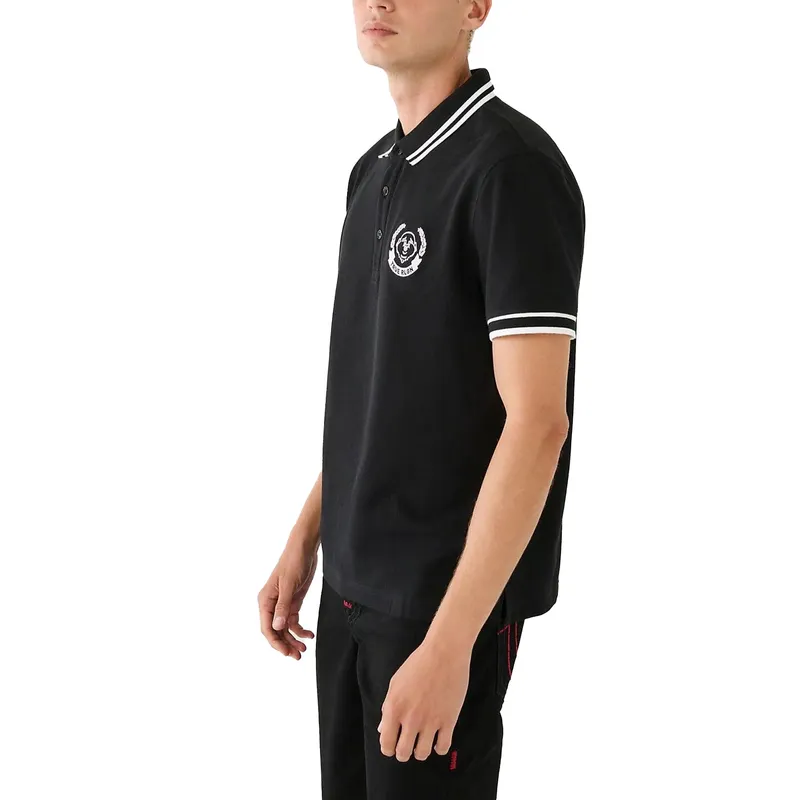 true religion mens polo shirt laurel buddah face pique collar black1