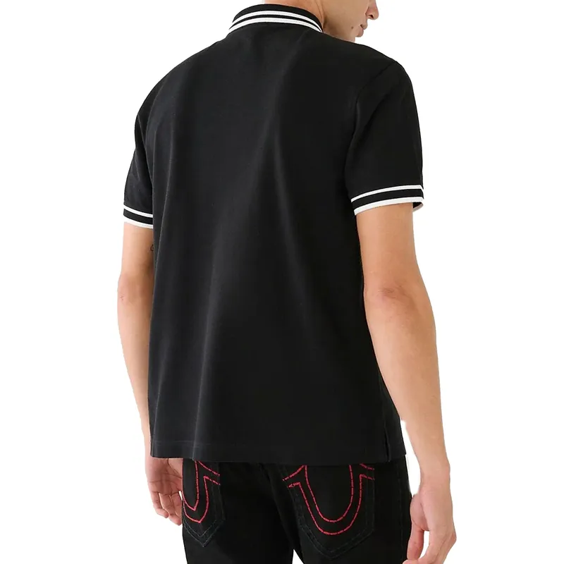 true religion mens polo shirt laurel buddah face pique collar black2