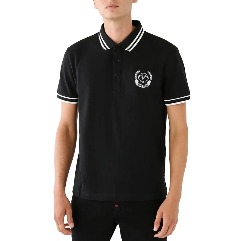true religion mens polo shirt laurel buddah face pique collar black3