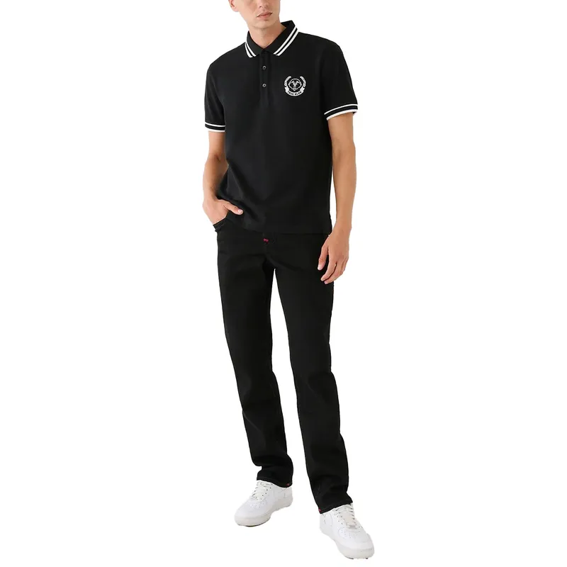 true religion mens polo shirt laurel buddah face pique collar black4