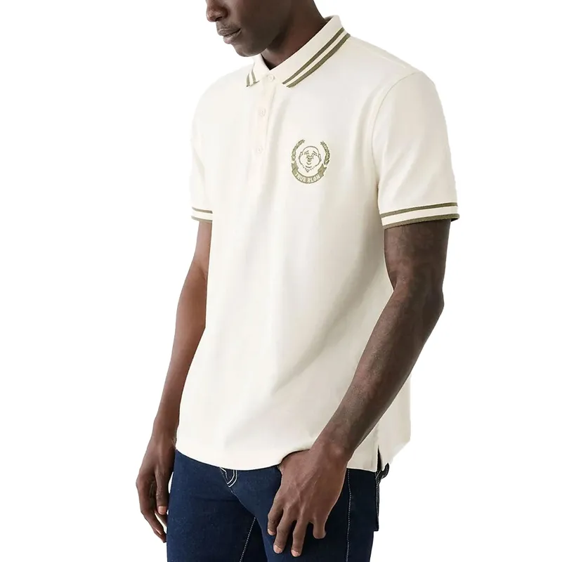 true religion mens polo shirt laurel buddah face pique collar off white1