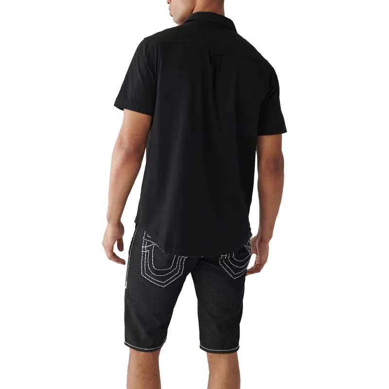 true religion mens shirts short sleeve summer black1