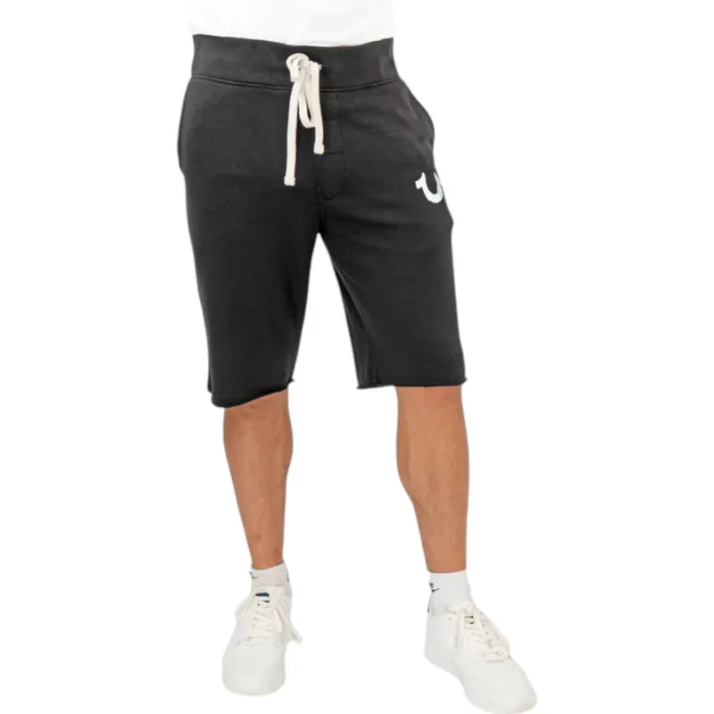 true religion mens shorts casual cotton knee summer black0