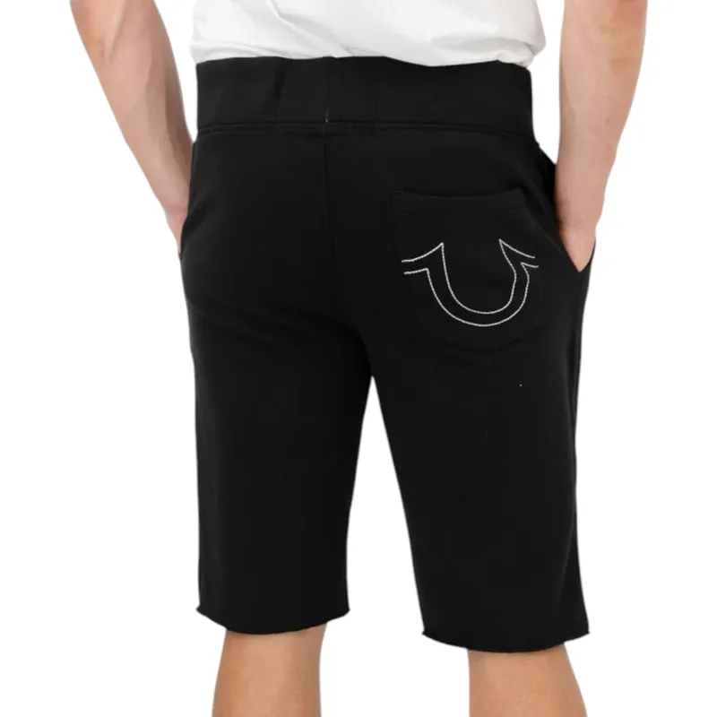 true religion mens shorts casual cotton knee summer black3