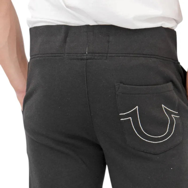 true religion mens shorts casual cotton knee summer black4