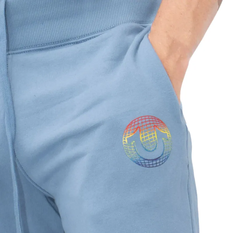 true religion mens shorts casual cotton knee summer denim blue8