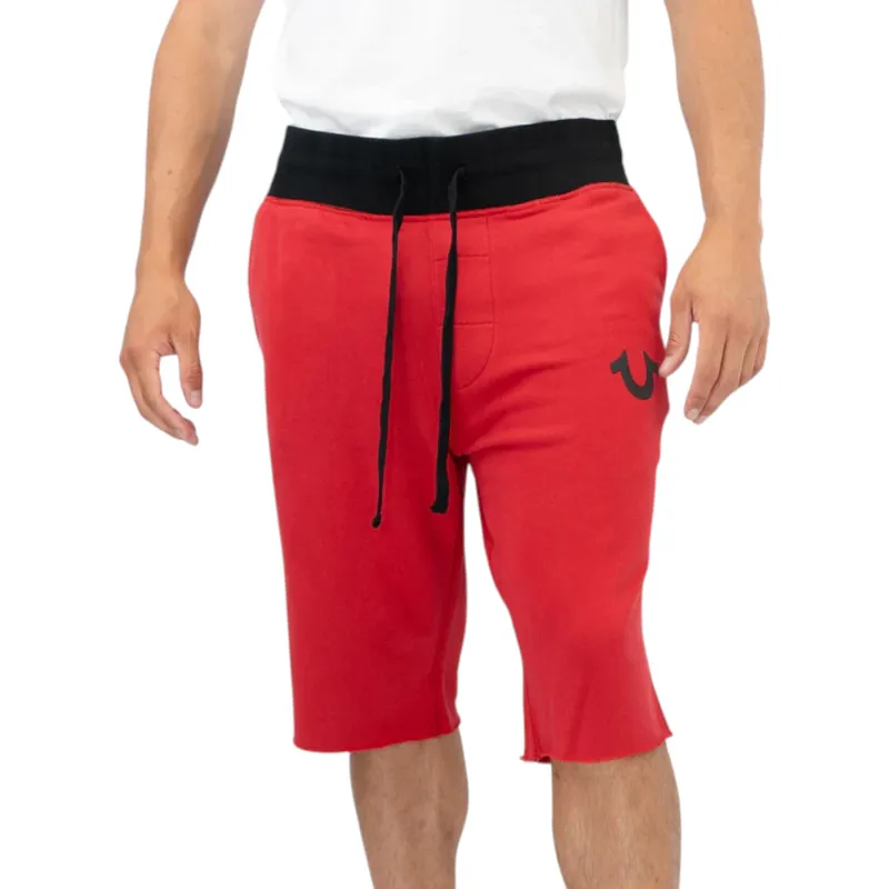 true religion mens shorts casual cotton knee summer ruby red0