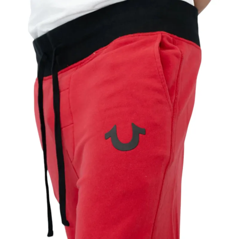 true religion mens shorts casual cotton knee summer ruby red5