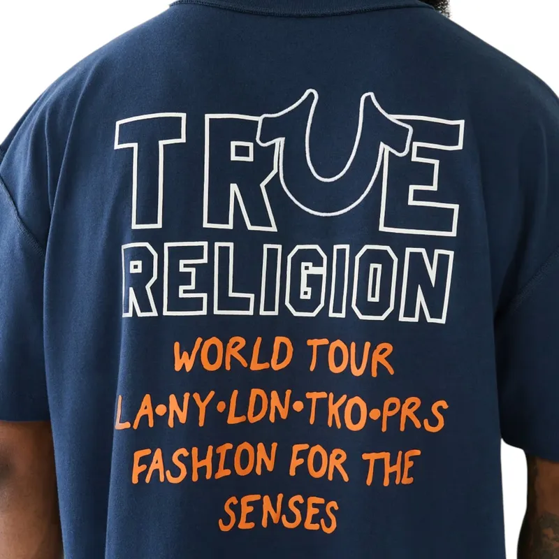 true religion mens t shirt drop shoulder top navy2