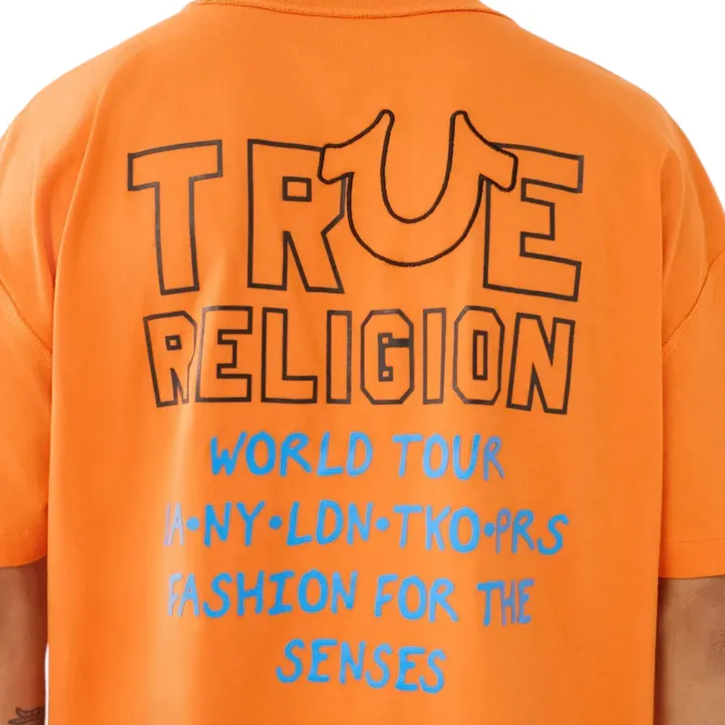 true religion mens t shirt drop shoulder top orange3