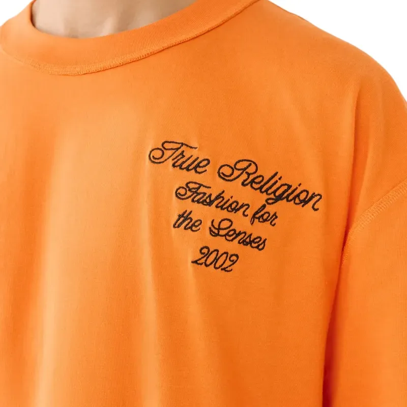 true religion mens t shirt drop shoulder top orange4