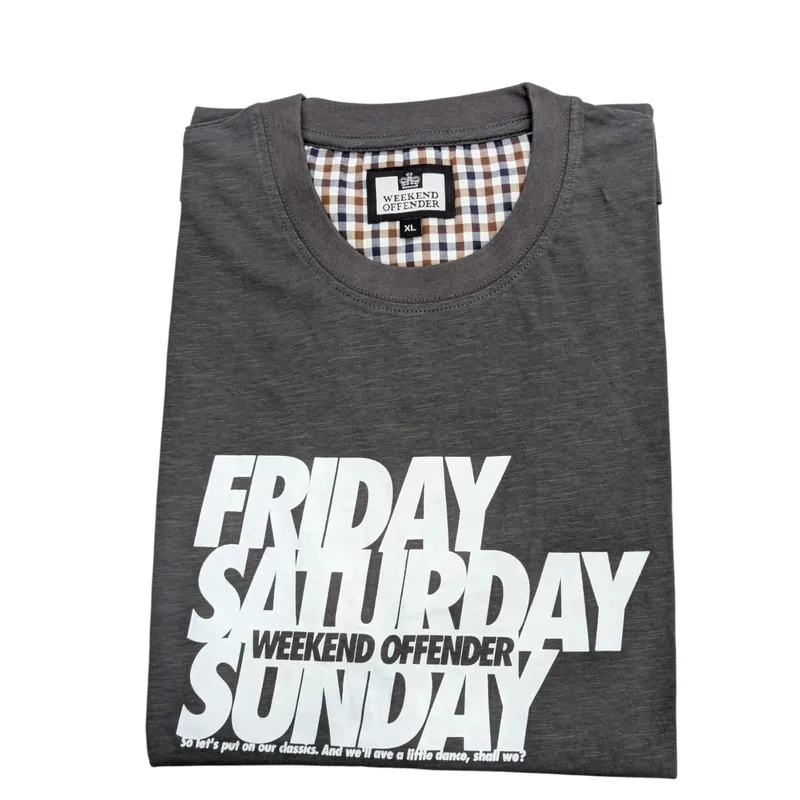 weekend offender mens t shirt short sleeve charcoal grey0