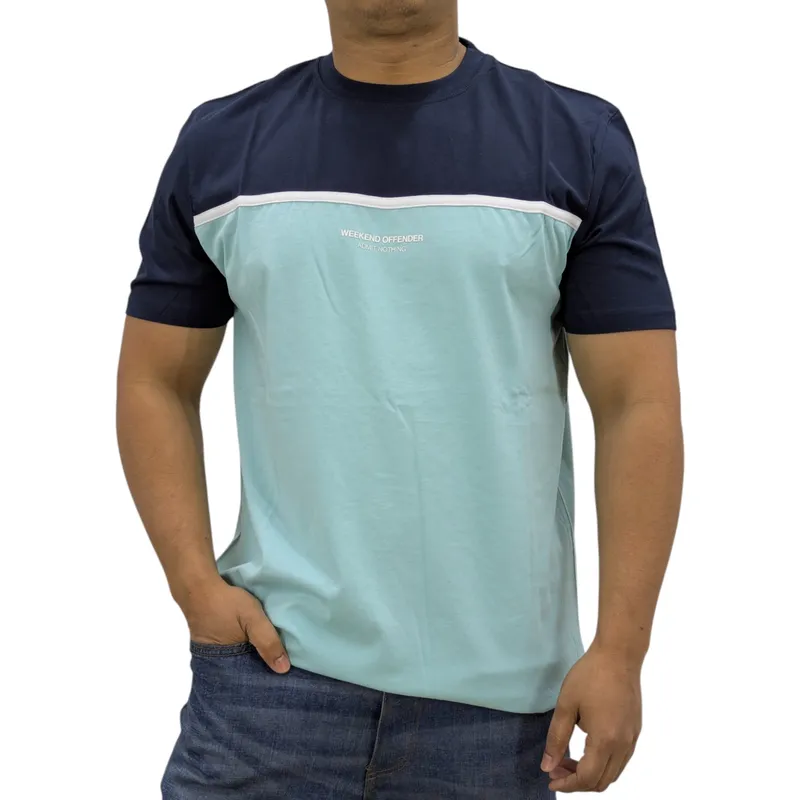 weekend offender studio 54 mens t shirt aqua and navy1