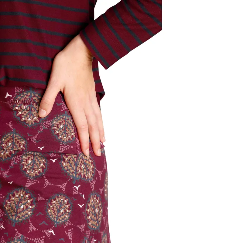 weird fish womens skirt malmo organic jersey skirt mulled wine bottom2