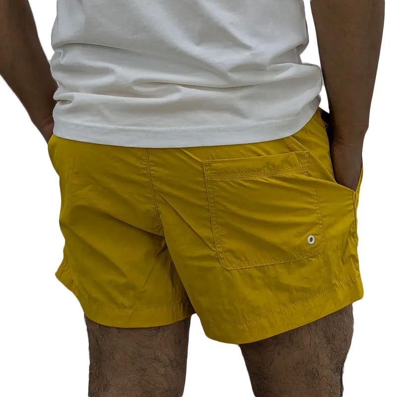 mens swimming shorts surf shorts length trunks beachwear dark yellow0