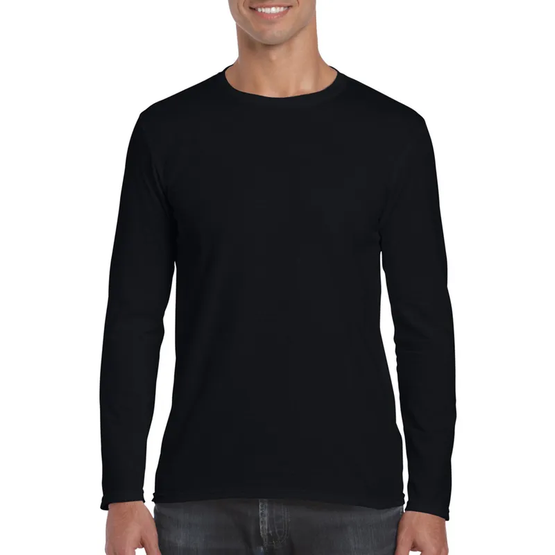 mens long sleeve basic t shirts extra long plain slim fit black0