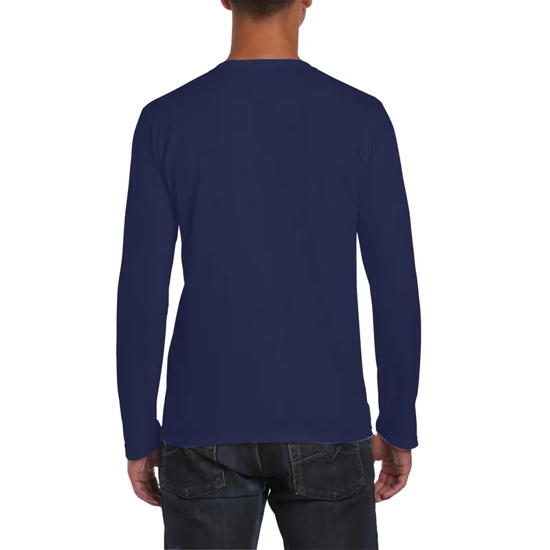 mens long sleeve basic t shirts extra long plain slim fit navy0