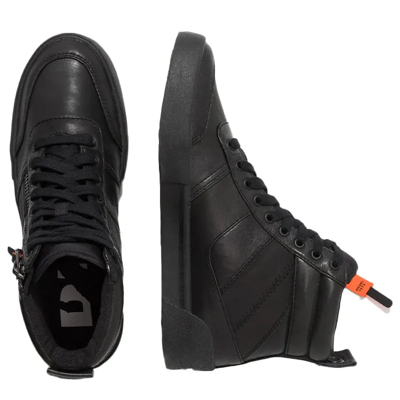 diesel s-dvelows mens canvas shoes high top side zipper black0