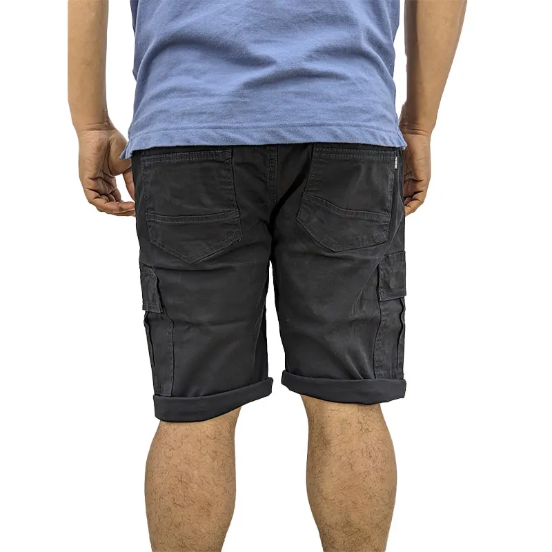 mens cargo shorts summer cotton slim chino knee combat pants black0