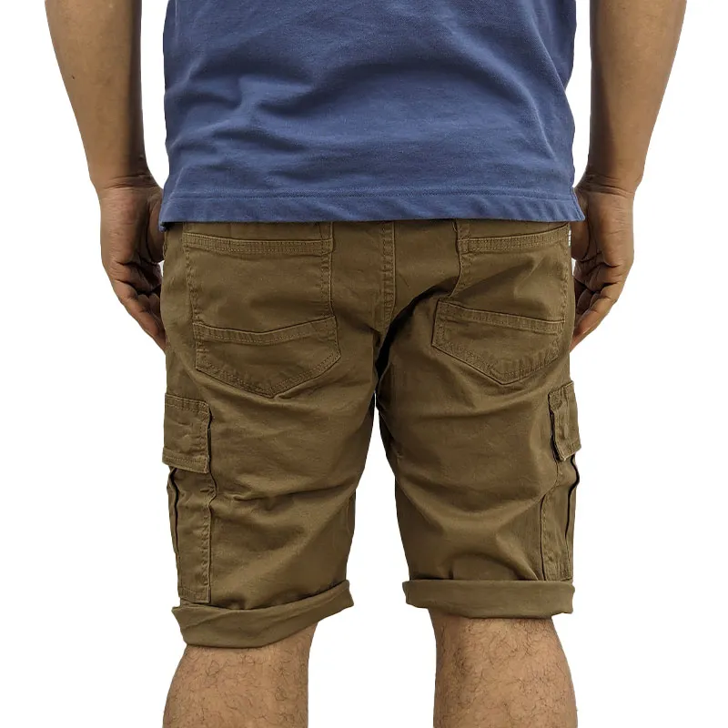 mens cargo shorts summer cotton slim chino knee combat pants brown0