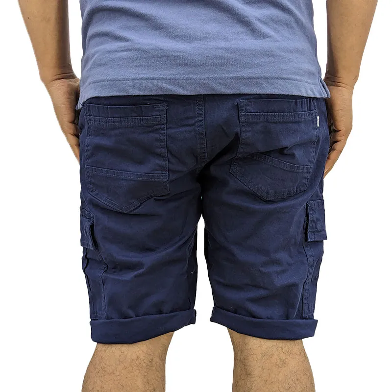 mens cargo shorts summer cotton slim chino knee combat pants navy0