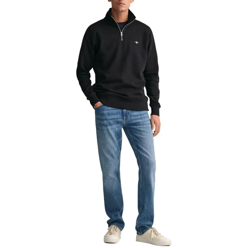 gant mens sweatshirt embroidered shield half zip pullover winter jumper black0