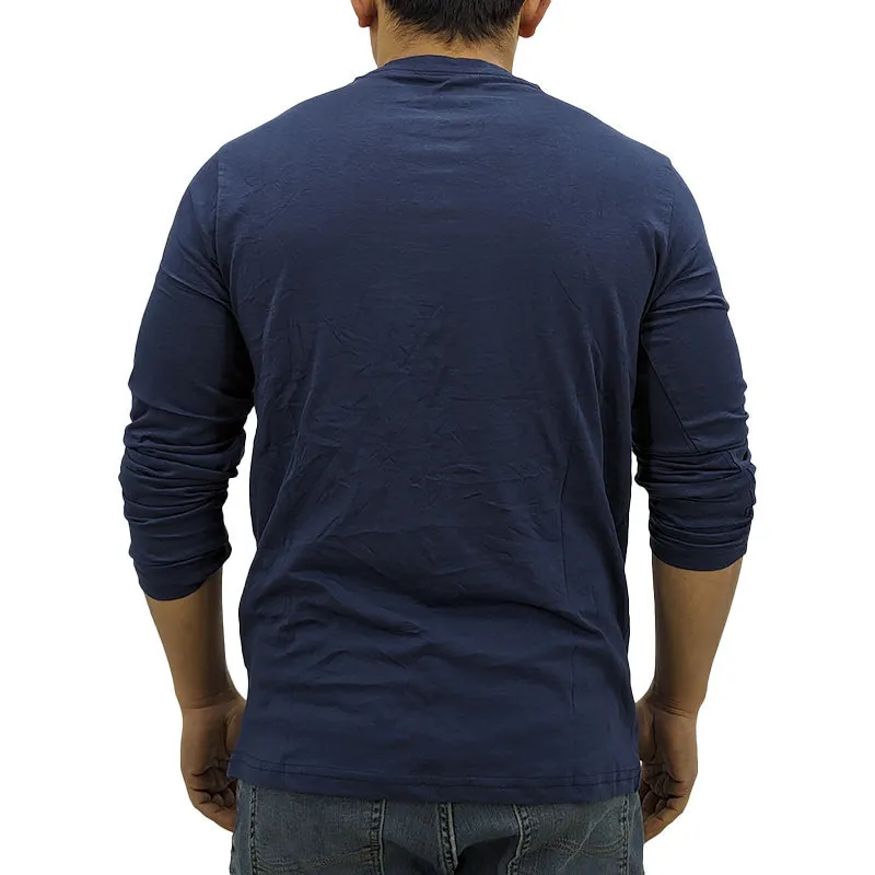 jack & jones mens long sleeve t shirts crew neck top navy and red0