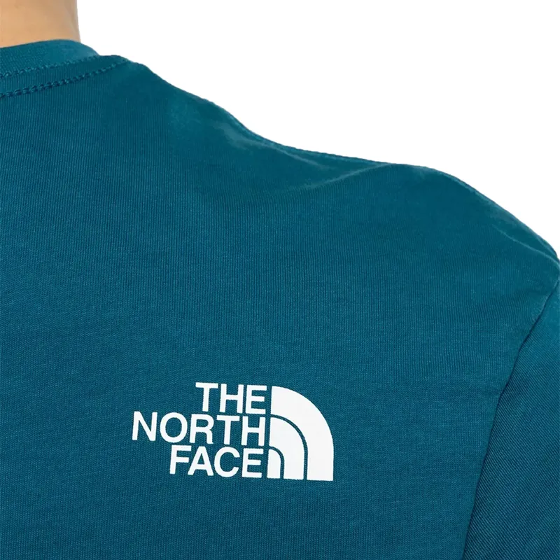 the north face mens t shirts rust logo short sleeve crew neck tee teal blue0