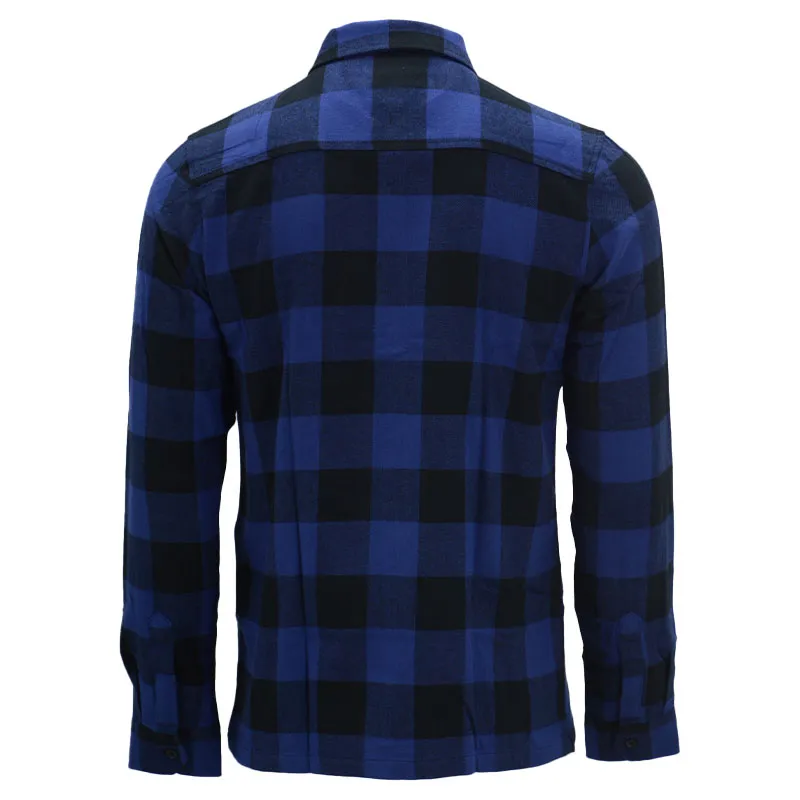 euroclips mens chess check shirts regular casual blue and black0