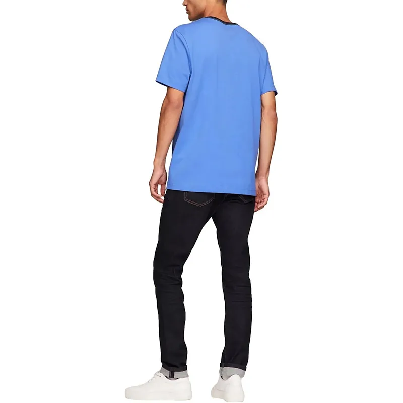 tommy hilfiger mens t shirt crew neck signature stripe tino tee blue0