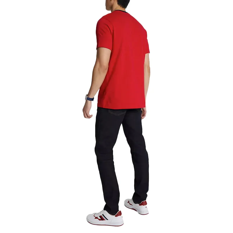 tommy hilfiger mens t shirt crew neck signature stripe tino tee red0