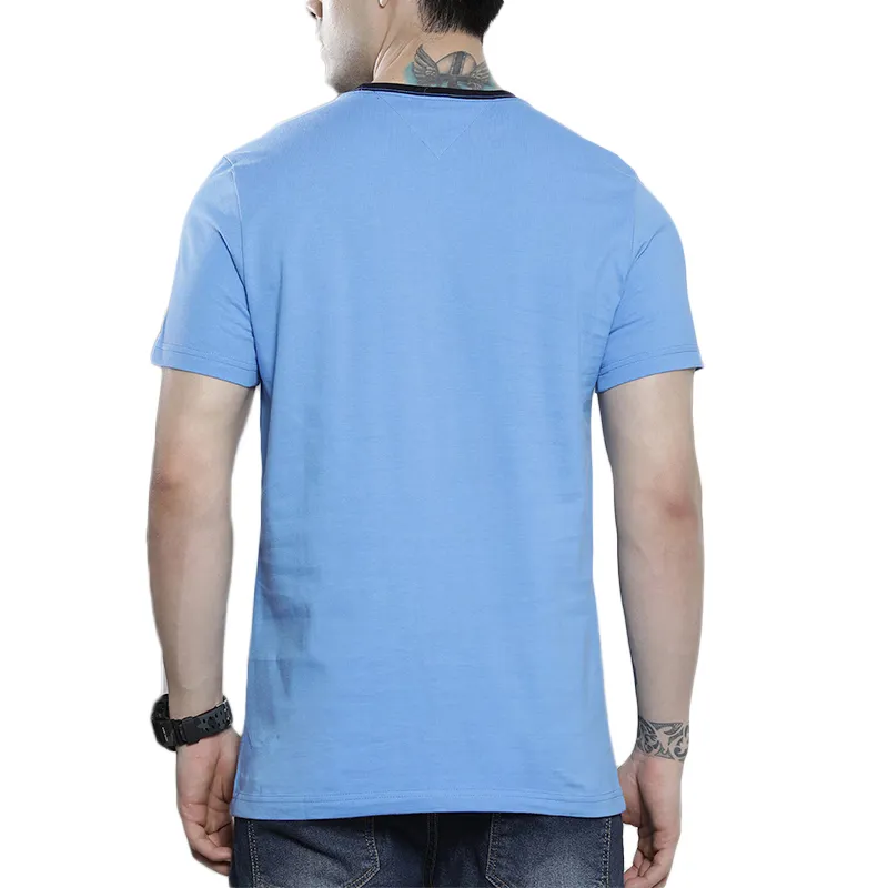 tommy hilfiger mens t shirt crew neck signature stripe tino tee sky blue0