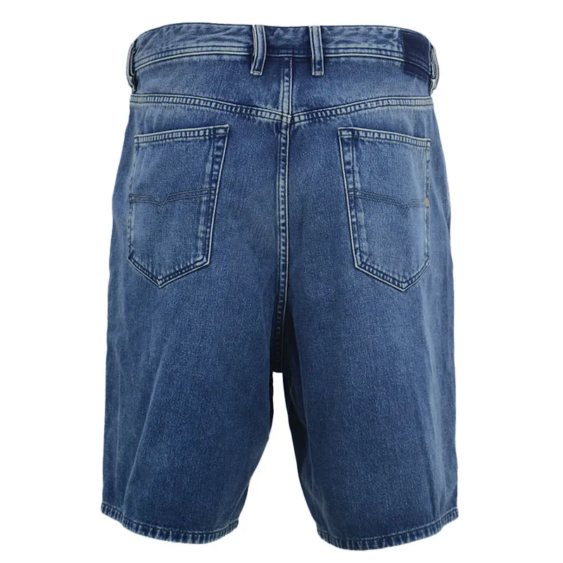 diesel d oliver 084ef mens denim shorts wide leg cotton summer blue0