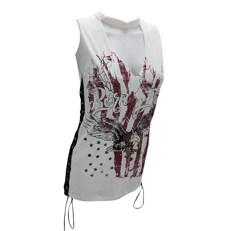 brave soul rock womens t shirts sleeveless casual lace up cream0