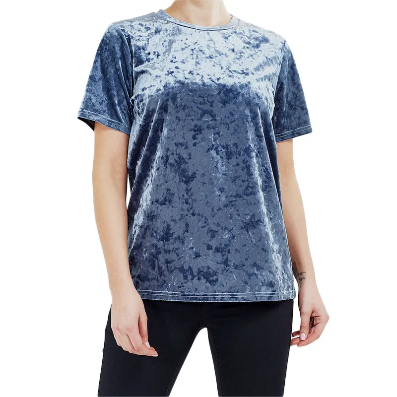 brave soul womens plain t shirts short sleeve party velvet steel0