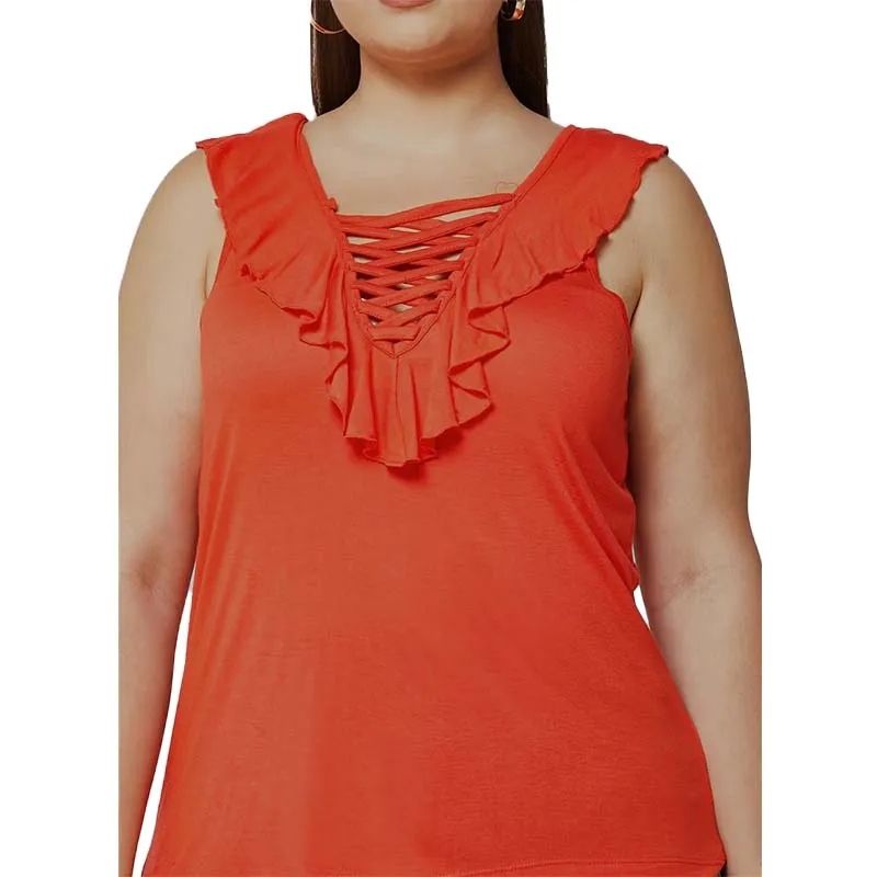 brave soul womens vest tank tops sleeveless lace up blouse red0