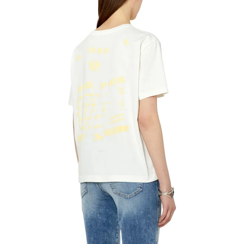 diesel t-danny womens t shirts oversize crew neck top off white0
