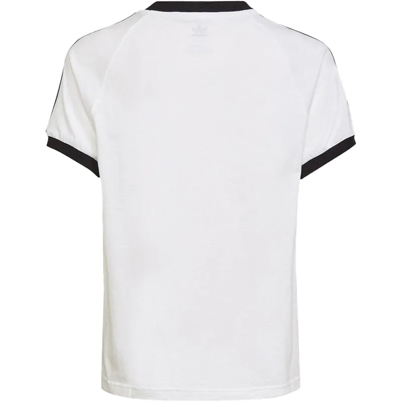 adidas 3 stripe t shirts boys crew neck short sleeve tee white0