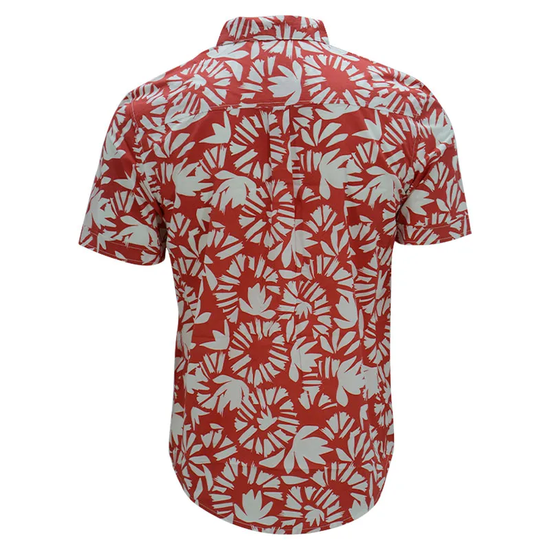 mens hawaiian shirts button down short sleeve red and white floral0