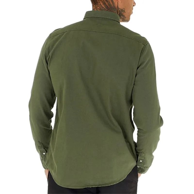 brave soul mens cotton twill shirts long sleeve party formal khaki0