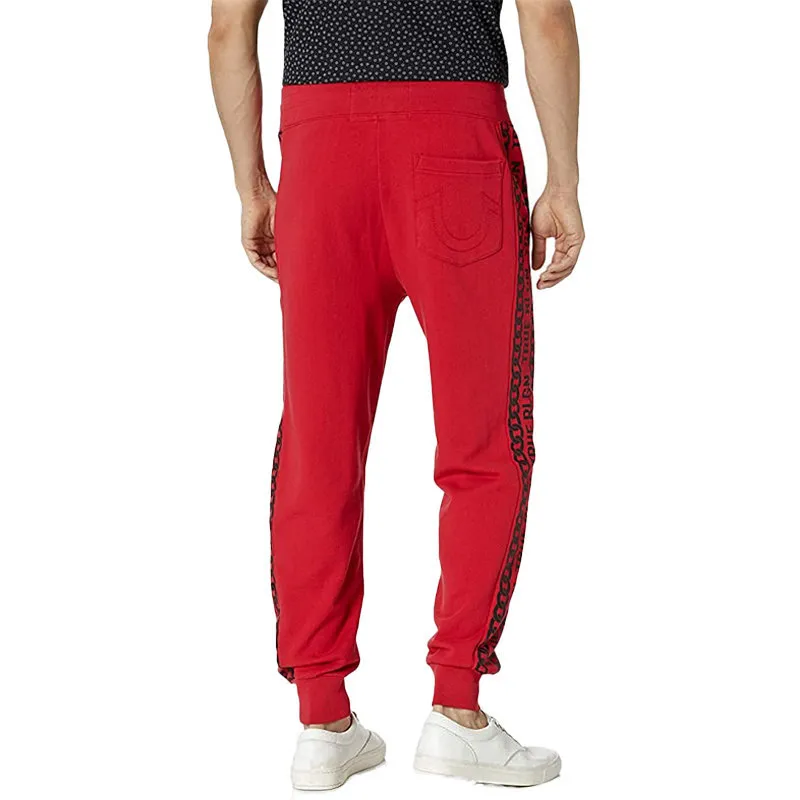 true religion mens jogger cotton fleece bottom red0