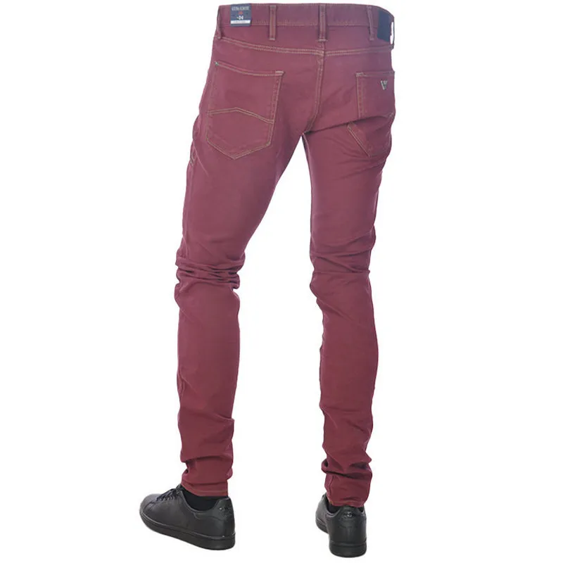 armani jeans 6x6j35 mens denim jeans stretch extra slim fit burgundy0