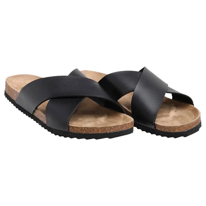 brave soul mens cross over sandals beach sliders flip flops black0