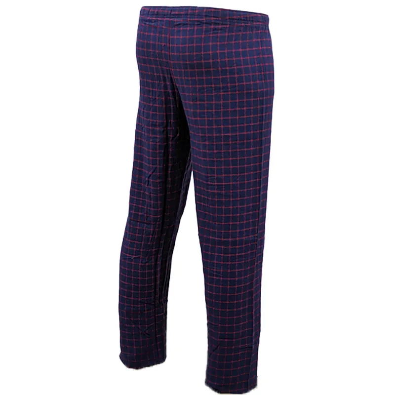 mens pyjama bottoms cotton woven check stripe loungewear navy and red0