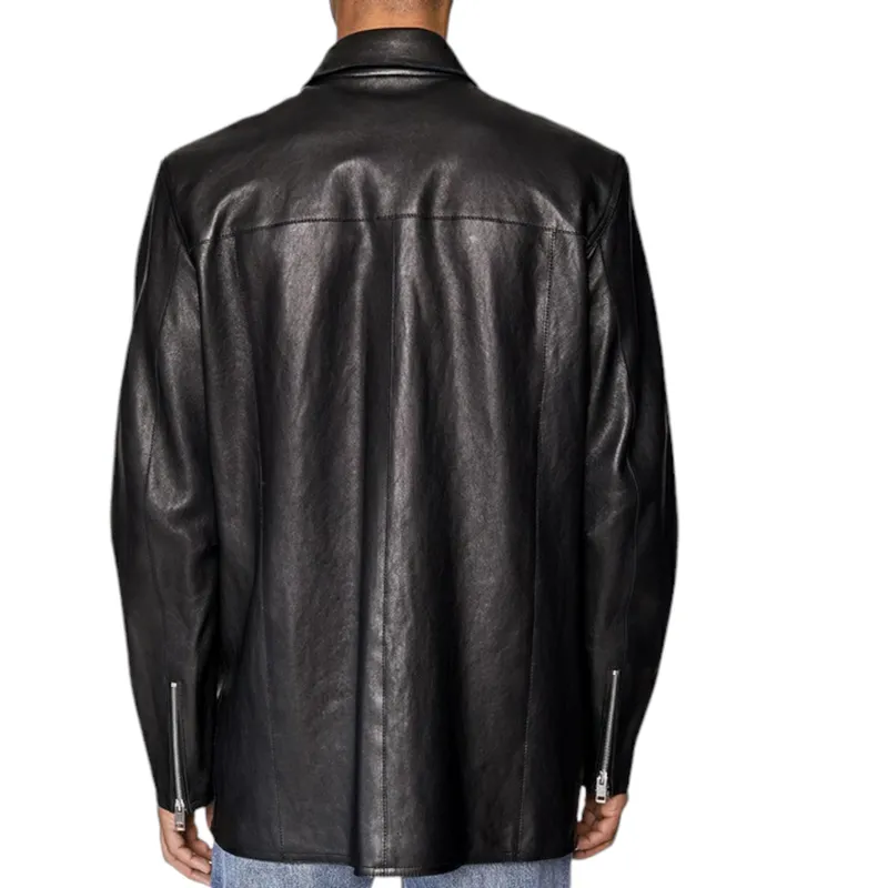 diesel l-ader 0herb mens leather jackets midi regular fit0