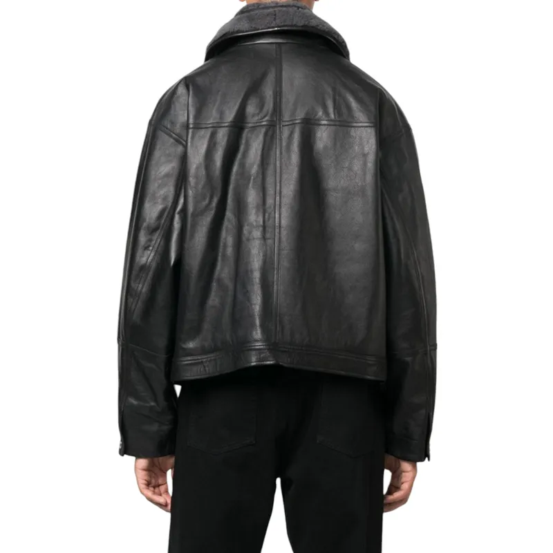 diesel l-gilbert-fur mens leather jacket aviator biker coat​​​​​​​0