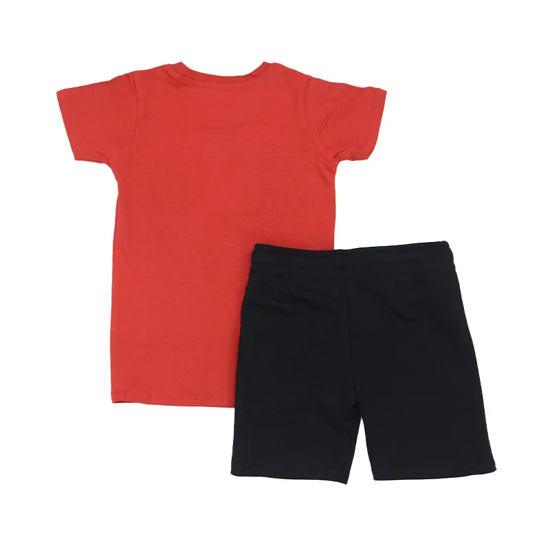 disney unisex kids boys t shirts and shorts set future king outfit red & black0
