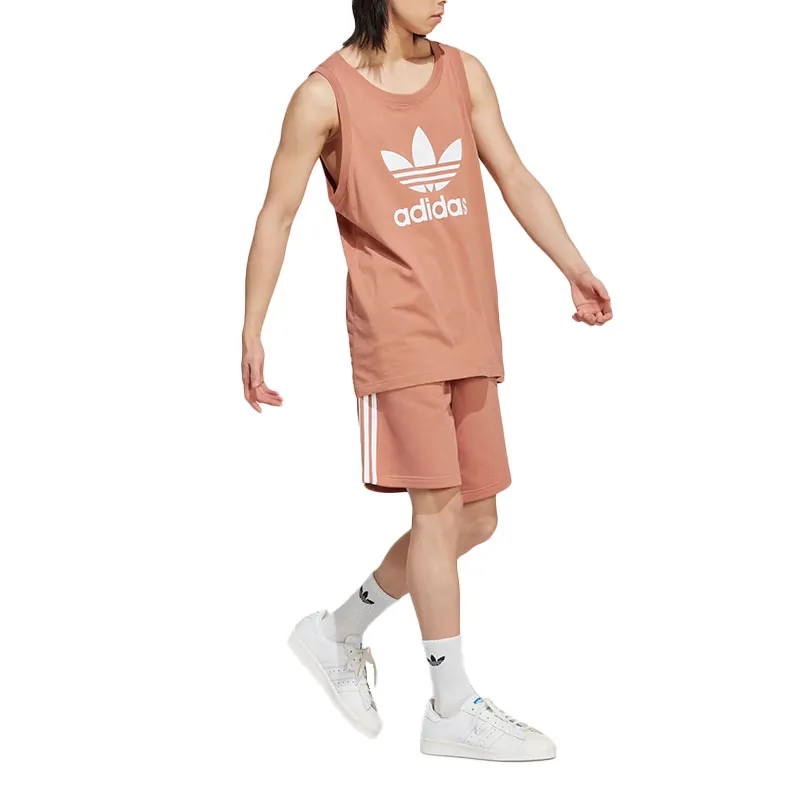 adidas originals trefoil logo tank training gym summer vests brown0