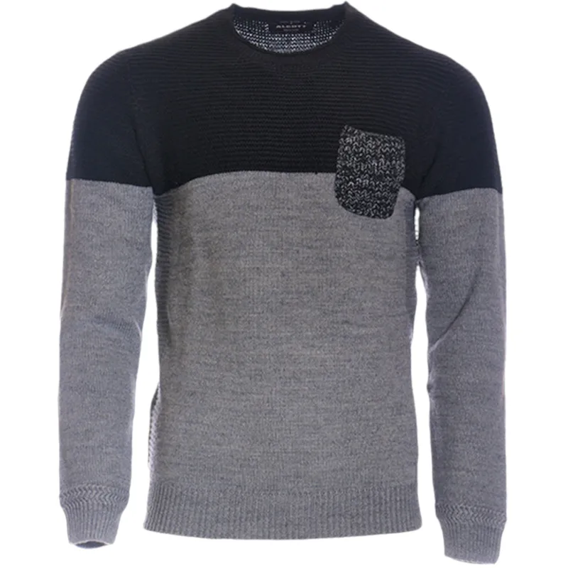 mens crew neck jumpers funnel long sleeve regular fit0