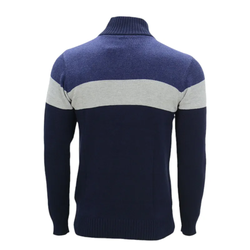 mens half zip sweatshirt cotton high neck top blue stripe0